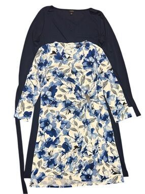 Bundle: Calvin Klein & Talbots Blue Wrap Dresses Size M